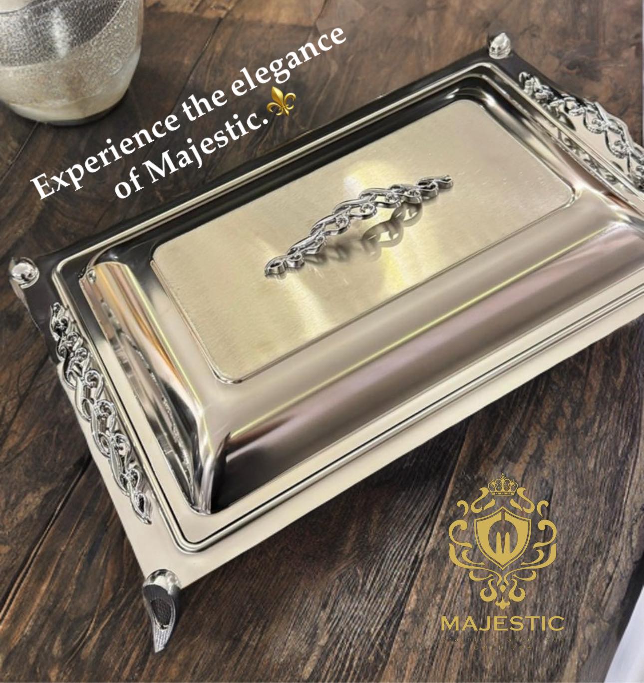 سفنديش تقديم استانلس استيل مستطيل بالغطاء